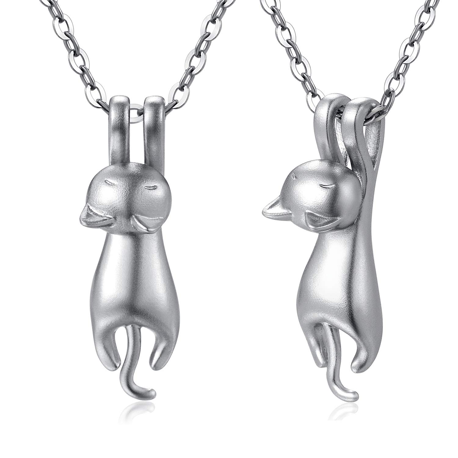 jiamiaoi Silver Cat Necklace for Women Cat Pendant Silver Cats Gift Jewelry for Cats Lover