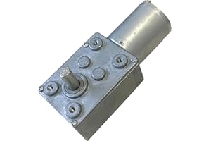 LUCA MOTOR DC 12V 25RPM 2Kg.cm 6mm Single Shafts Self-Locking Reversible Worm Gear Motor with Cable, High Torque Speed Reduction Motor, Turbine Electric Gearbox Motor JSX330-370