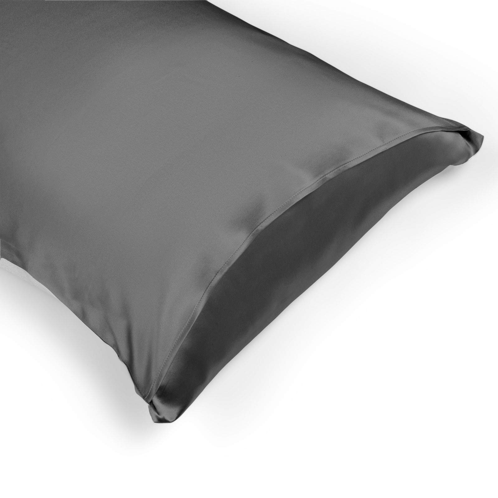 OFFTOPIC 100% Anti-frizz and Anti-Wrinkle Silk Pillowcase, 22 Momme OekoTex Certified Antibacterial, Bed Pillow Covers Perfect Gift Idea, Zip Closure 50 x 75 Carbon