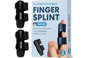 Dr. Frederick's Original Trigger Finger Splint - 2 ct - Mallet Splint & Brace for Arthritis, Injury, & Sprain - Fits Index, Middle, & Ring Fingers - Adjustable for All-Day Comfort - Doctor-Developed
