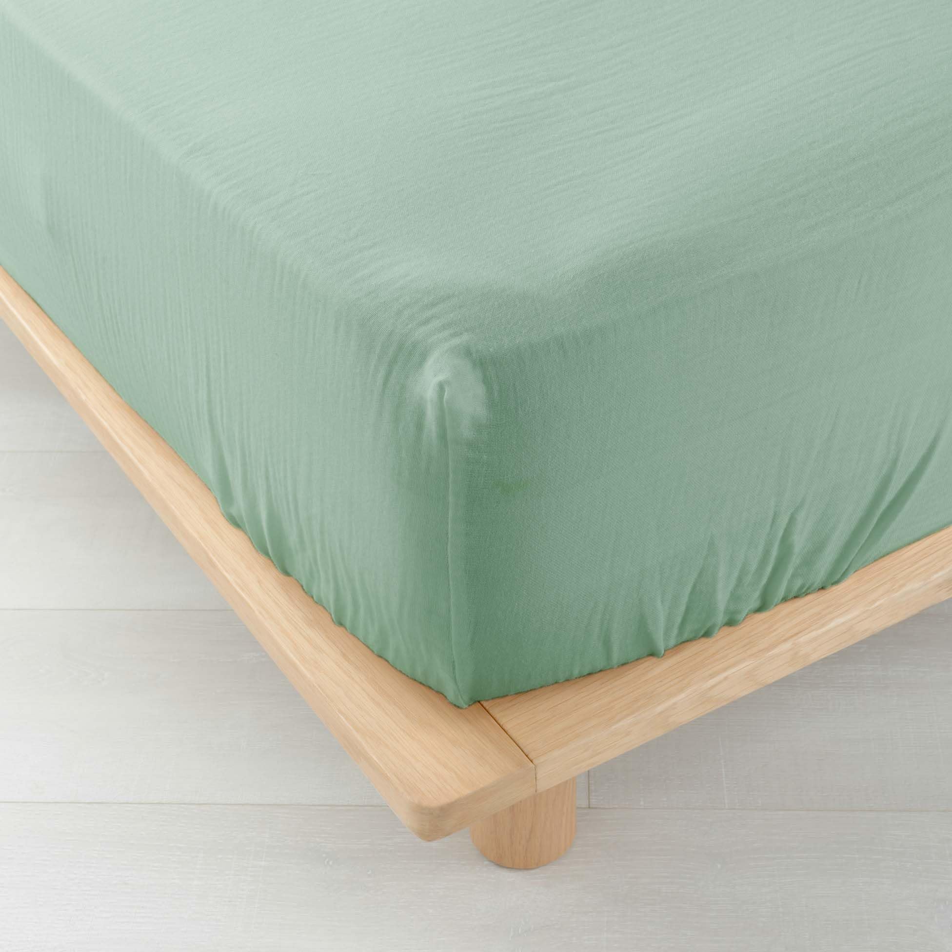 Douceur d'Intérieur, Fitted Sheet (140 x 190 cm) Angelia Sage, Cotton Gauze