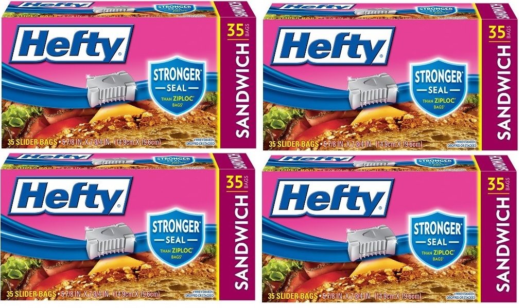 Buy Hefty One Zip Sandwich Bags, 140 Count Total [435 ct Boxes] Online