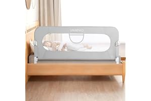 UNAPHO Bed Rail for Toddlers,Swing Down Kids Beds Rails Guard for Twin,Full,Queen,King,Bunk Size Bed,Extral Tall Child Bed Rail Guard with Reinforced Anchor Safety System(Grey, 32inch,1 Side)