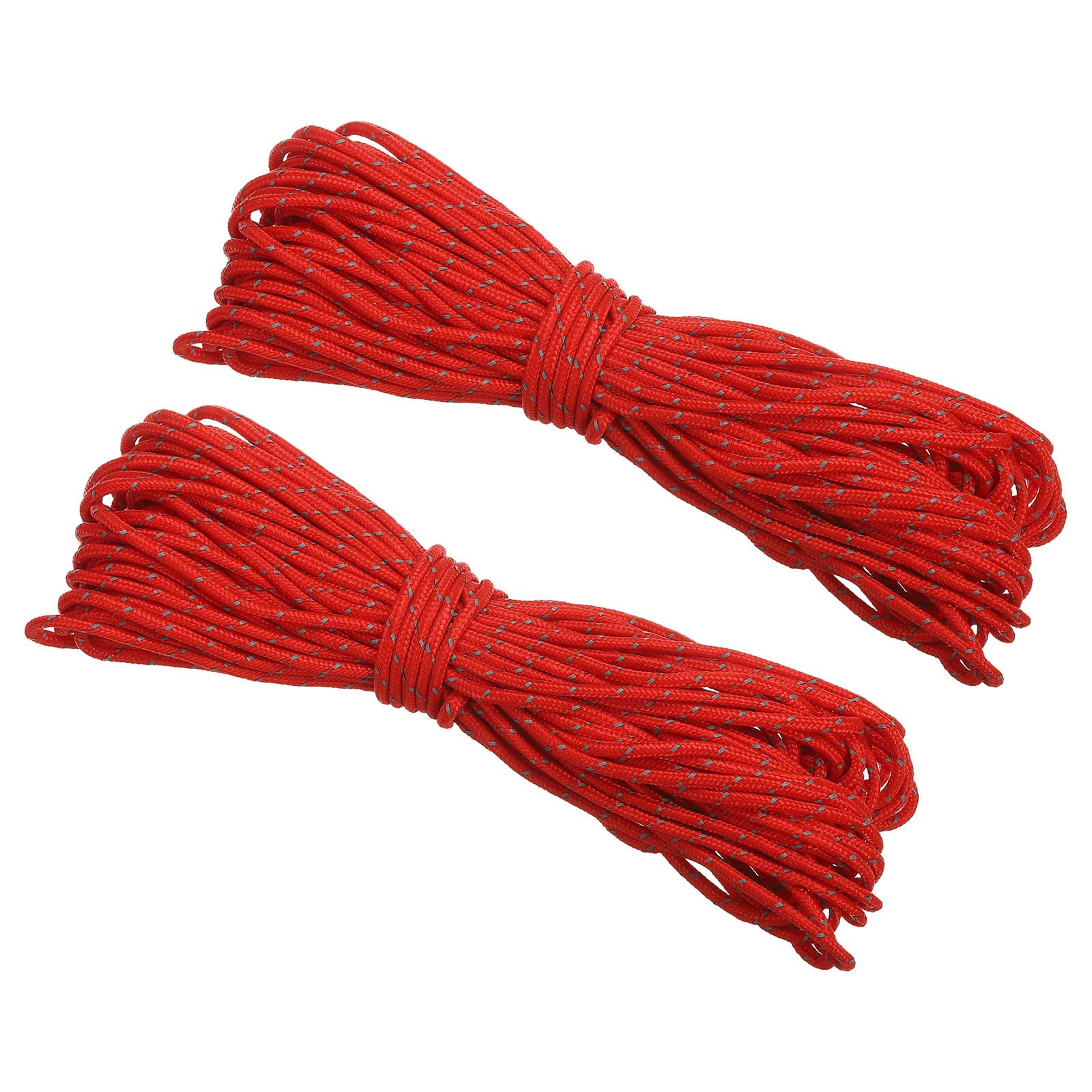PATIKIL 65 Feet Reflective Guyline Camping Paracord, 2Pcs 3mm Tent Cord Guyline Rope Nylon Paracord Rope for Camping Tent Tarp Hiking, Red (20M)
