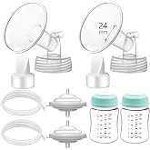 Momstouch Pump Parts Compatible with Spectra S1/S2/9 Plus, Not Original Accessories, Full Set Replacements Include 24mm Flange, Duckbill Valve, Backflow Protector, Tubing and Bottle