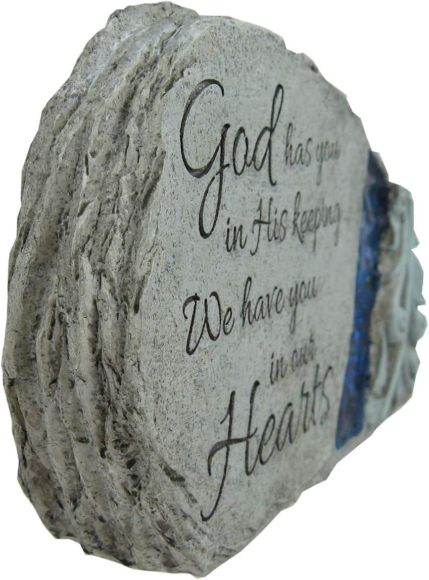 Carson Memorial Garden Stone With Blue Mosaic Solar Accent - God Has You In His Keeping We Have You In Our Hearts : Garden & Outdoor