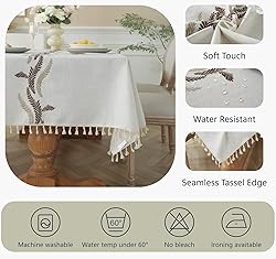 Alsoo Table Cloths Rectangle Table, Cotton Linen