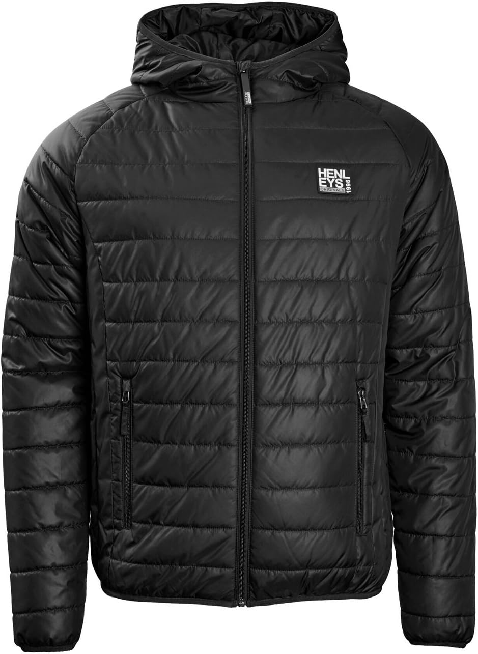 Henleys Mens Blade Designer Jacket Casual Padded Puffer Bubble Hooded Coat
