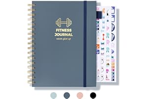 WISEFINE Fitness Journal for Women and Men, 8.8" x 6.6", Workout Log Sprial Book Planner for Tracking Progress and Achieving Your Wellness Goals, Hazeblue
