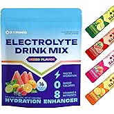 OXYMOOD Sugar Free Electrolytes Powder Packets - Salty High Sodium Hydration Packets, Electrolytes Drink Mix for Fitness Enthusiasts & Outdoor Workers, Calories Free(Variety 16 Sticks)