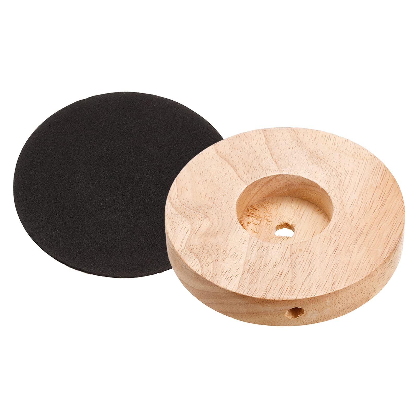 PATIKIL 120mm Wooden Lamp Base, 1 Pack Circular Solid Wooden Base Wood Desk Lamp Stand Replacement for Table Lamps DIY