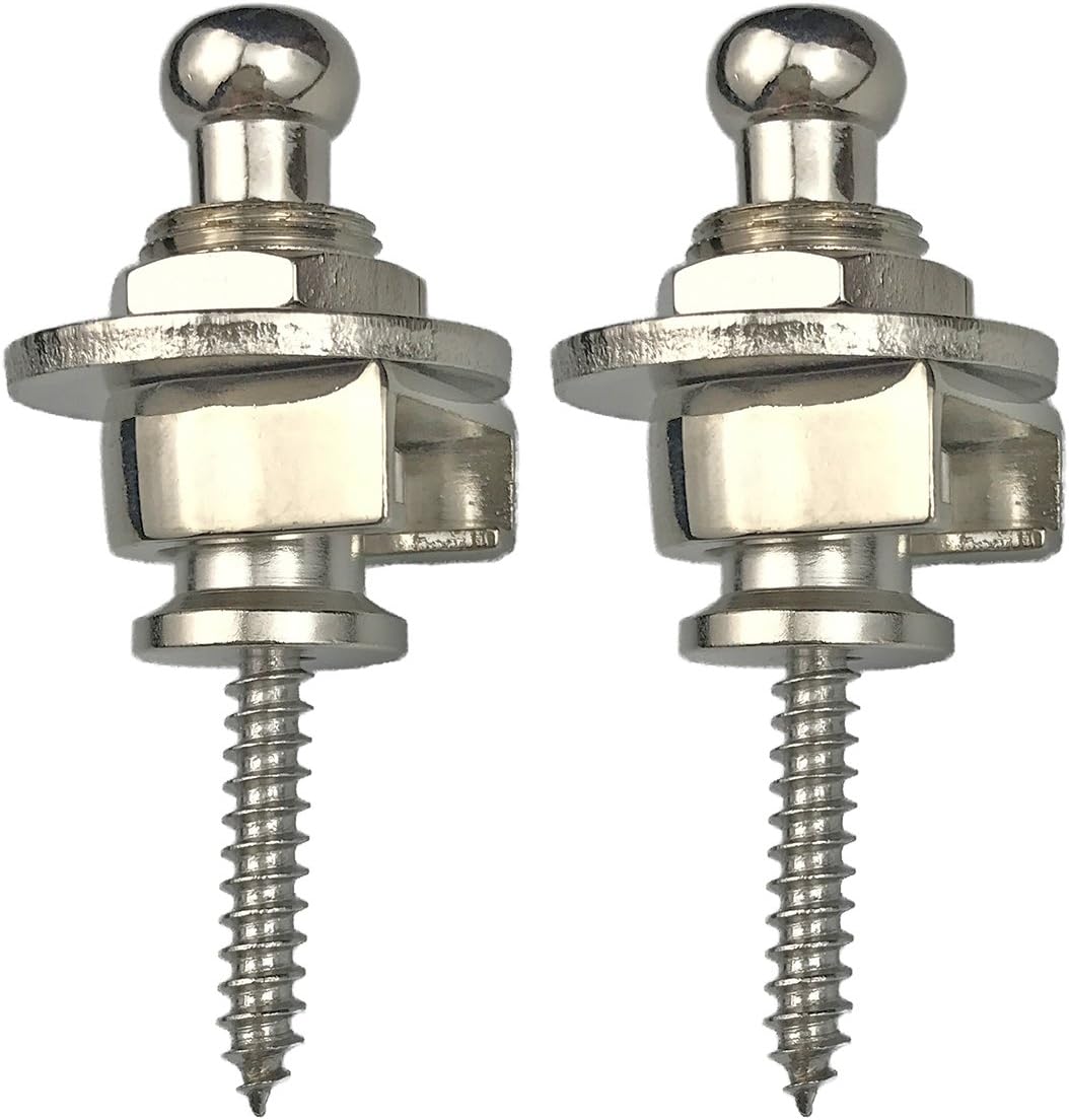 Miaoo 2PCS Guitar Strap Lock Anti-stripping Lock System for Guitar and Bass Strap (Silver)