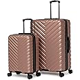 Kenneth Cole REACTION Madison Square Lightweight Hardside Chevron Expandable Spinner Luggage, Rose Gold, 2-Piece Set (20" & 28")