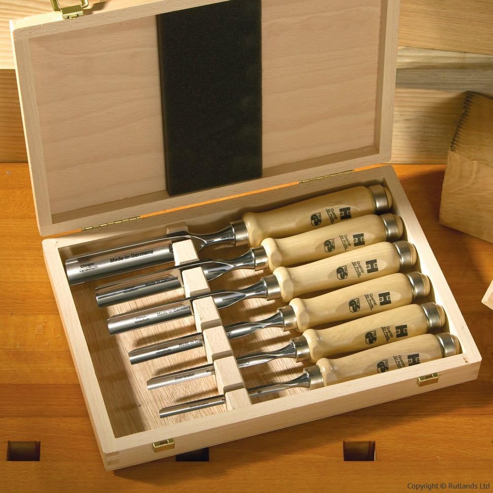 MHG Wood Chisels - Firmer Gouges with Hornbeam Handles - Set of 6
