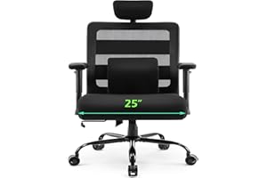 WUDOYO Extra Wide Seat Office Chair for Big and Tall 500lbs, with High Back Adjustable Headrest Lumbar Support Arms Wheels Heavy Duty (Breathable Fabric Seat)