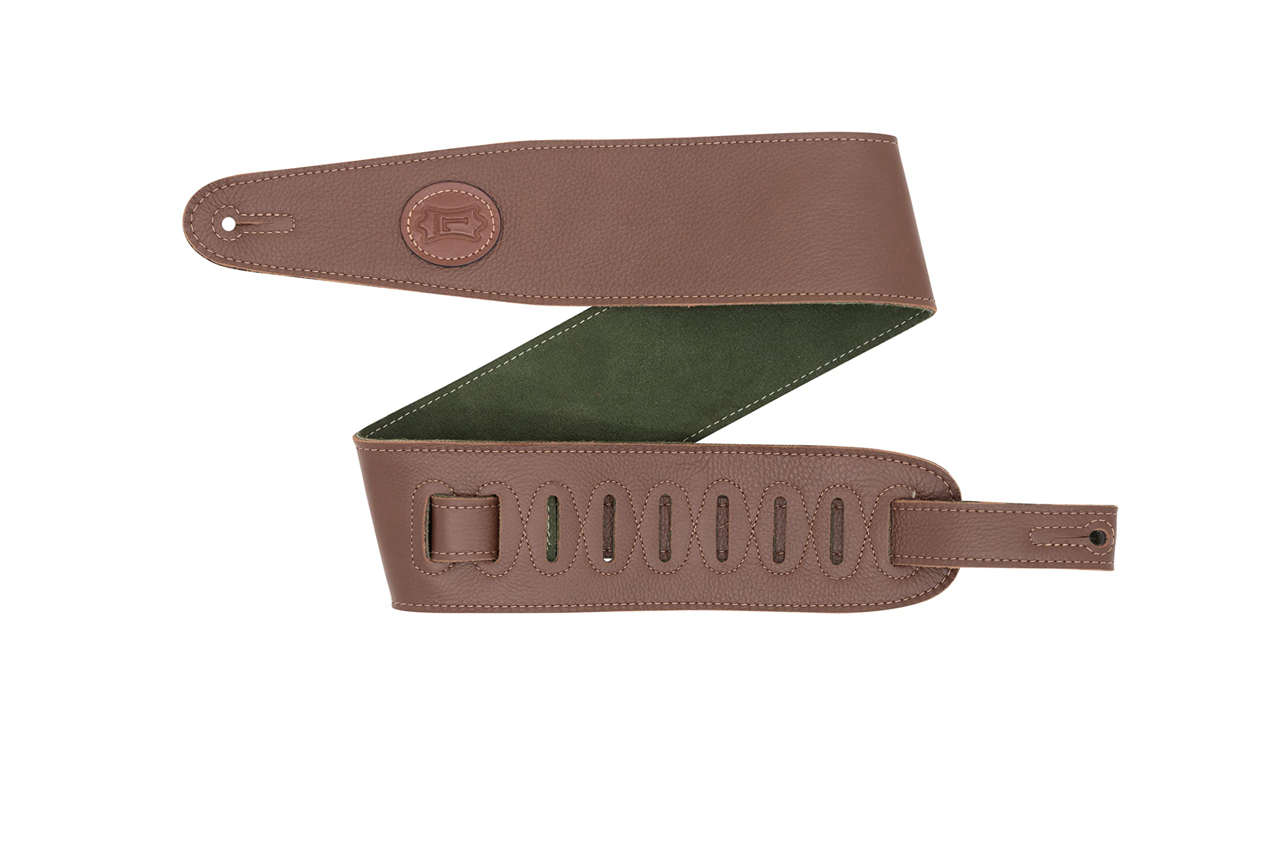 Levy's Leathers 3" Garment Leather Contrasting Suede Backing Brown & Green Guitar Strap (MGS44ST3-BRN-GRN)