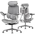Hbada E3 Pro Ergonomic Office Chair, Big and Tall Office Chair - with 3-Zone Dynamic Lumbar Support, 4D Adjustable Headrest, 6D Adjustable Armrests, Swivel, Grey(No Footrest)