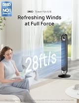 DREO 42 Inch Tower Fan DC Motor 9 Speeds 90° Oscillation 12H Timer view 2