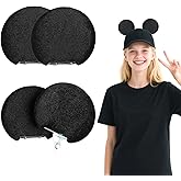 SDGCMNY 4 Pcs Magnetic Mouse Ears for Families in Theme Parks & Halloween, Christmas Parties. Detachable Ear Clips, Hat Accessories Decor Gift for Baseball Caps, Trucker Hats, Hoodies, Black