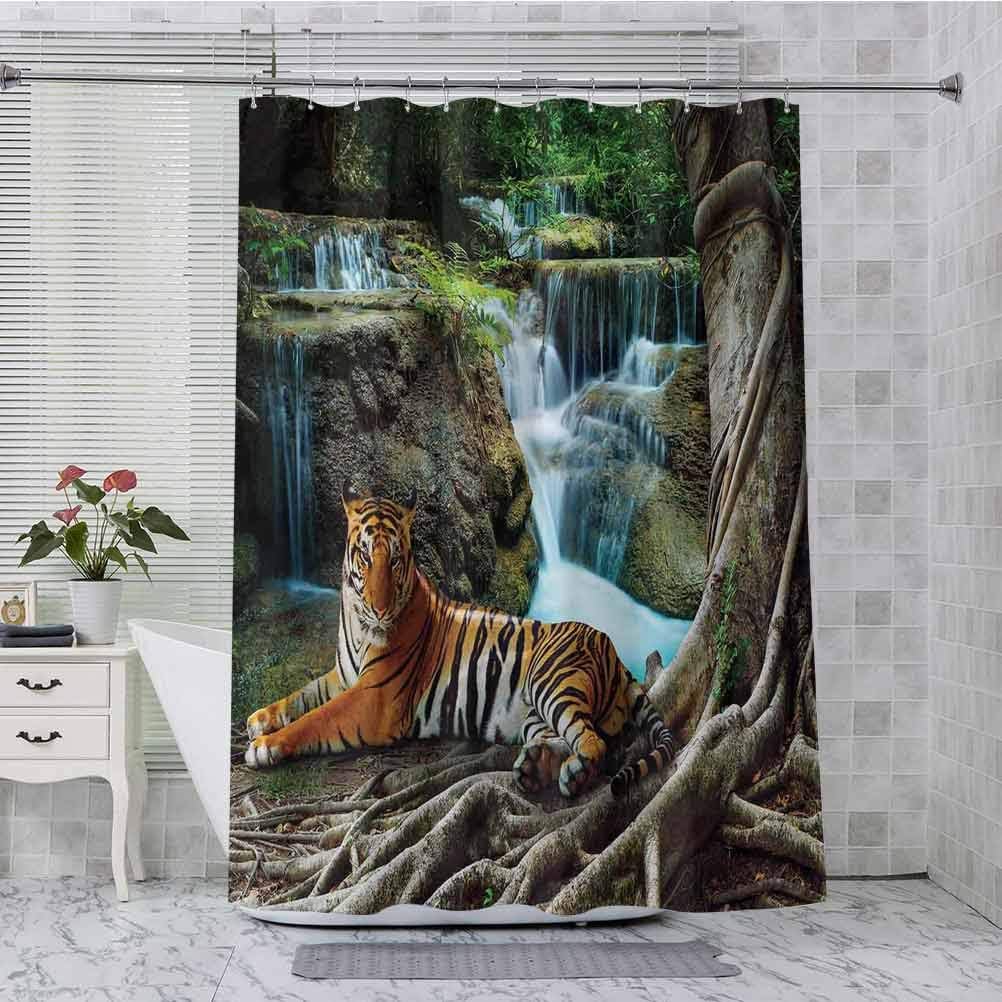 Cortinas de ducha para baño, diseño de tigre de Indochina con relajante