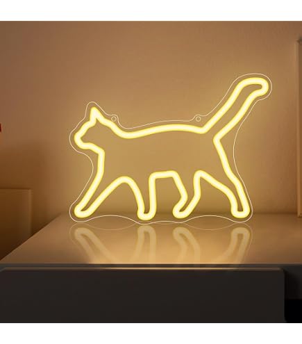 Panneau Néon « Patte De Chat » - USB - Décoration Murale LED - Pour Chambre, Boutique, Café - 24x22 Cm