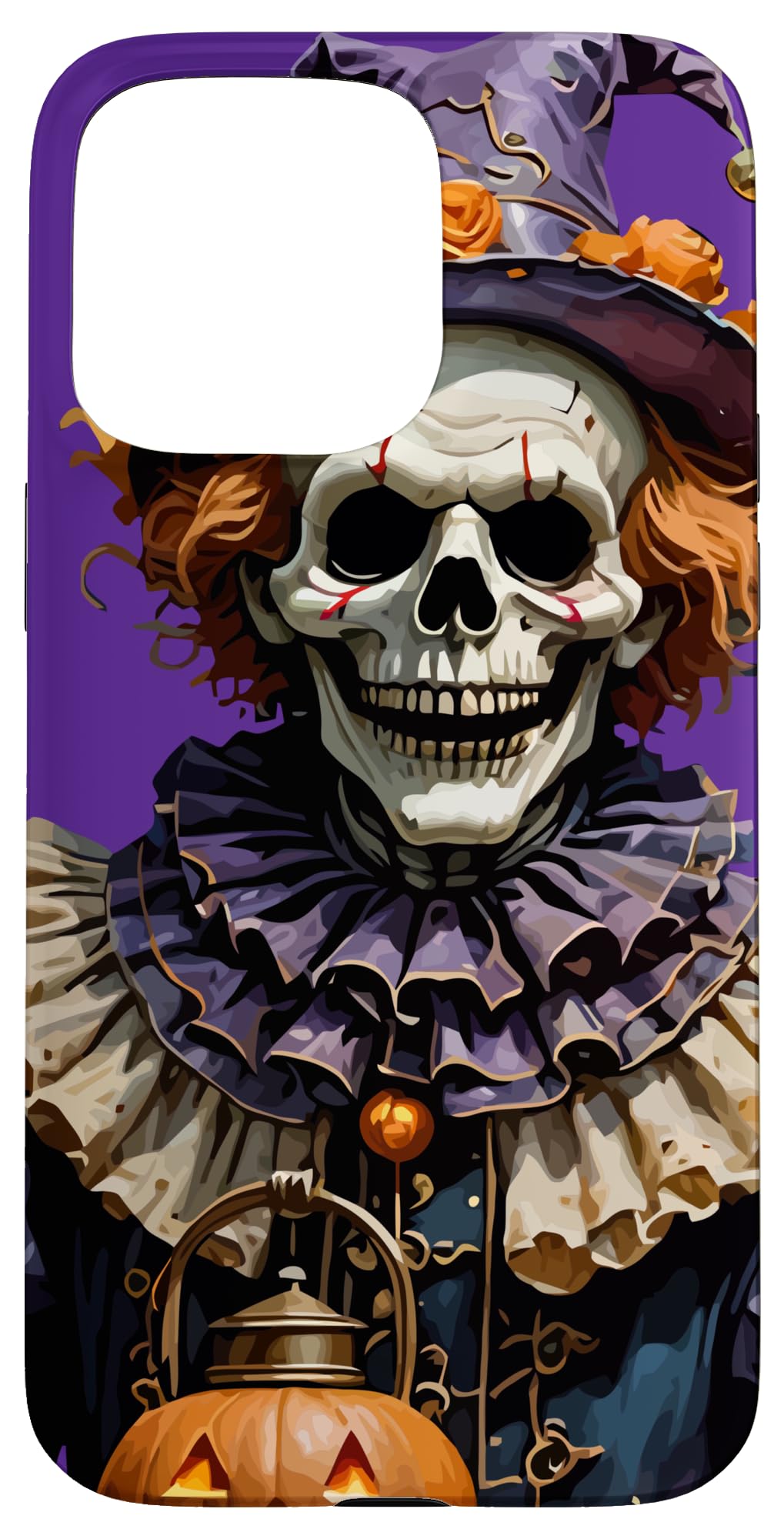 Halloween Gothic Skeleton Clown With Jack-O-Lantern Cut Out Case for iPhone 15 Pro Max