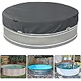 Bitubi 9-10 Ft Steel Round Stock Tank Pool Cover,Upgraded with Wire Rope & Winch Fixed Increase Stability(Grey)