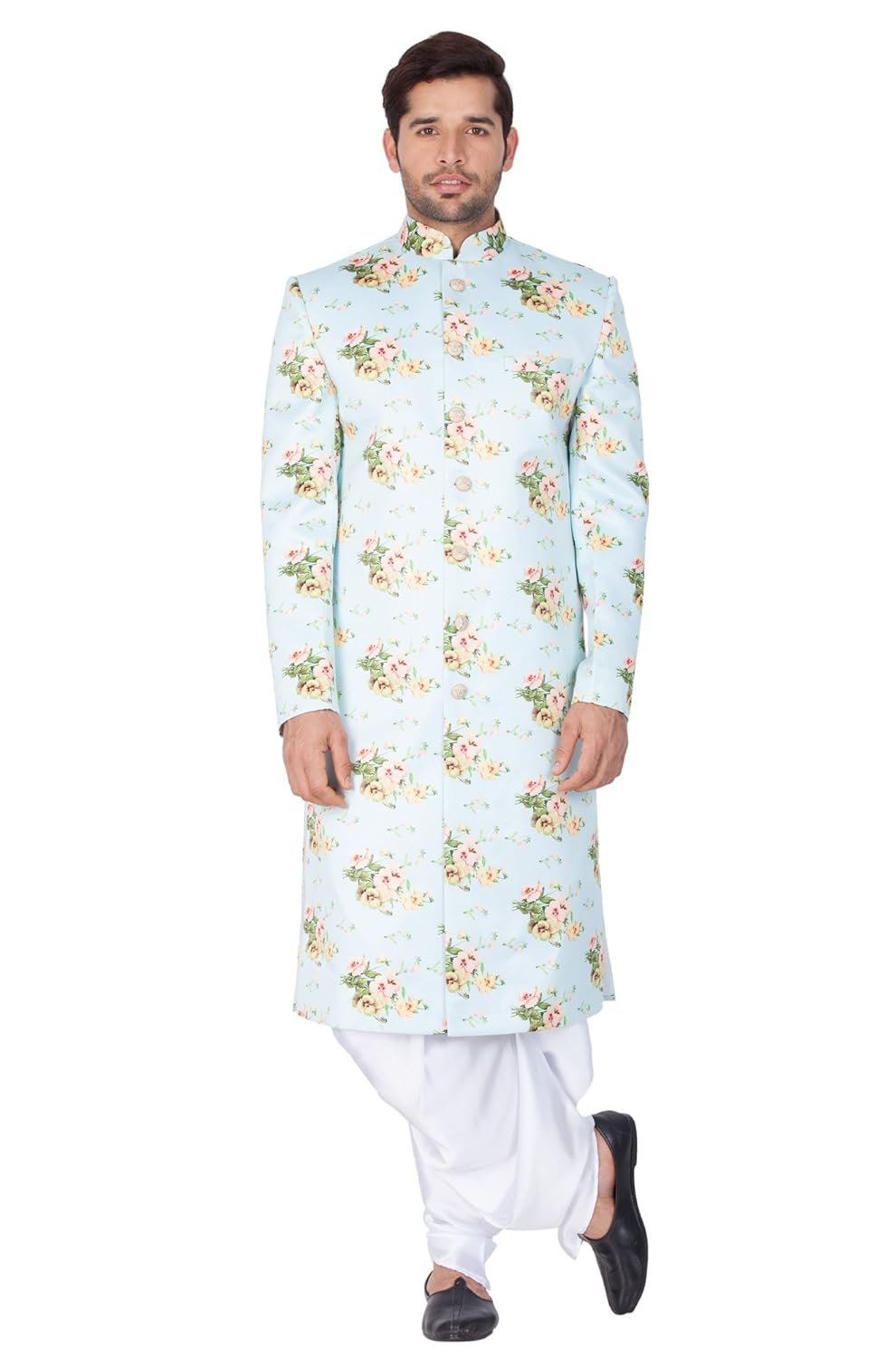 vastramay men cotton blend sherwani set (lavender mist_vasmsw016ncdwh)
