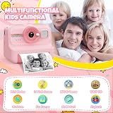 HiMont Kids Camera Instant Print 1080P 32GB 3 Rolls Paper Pink view 2
