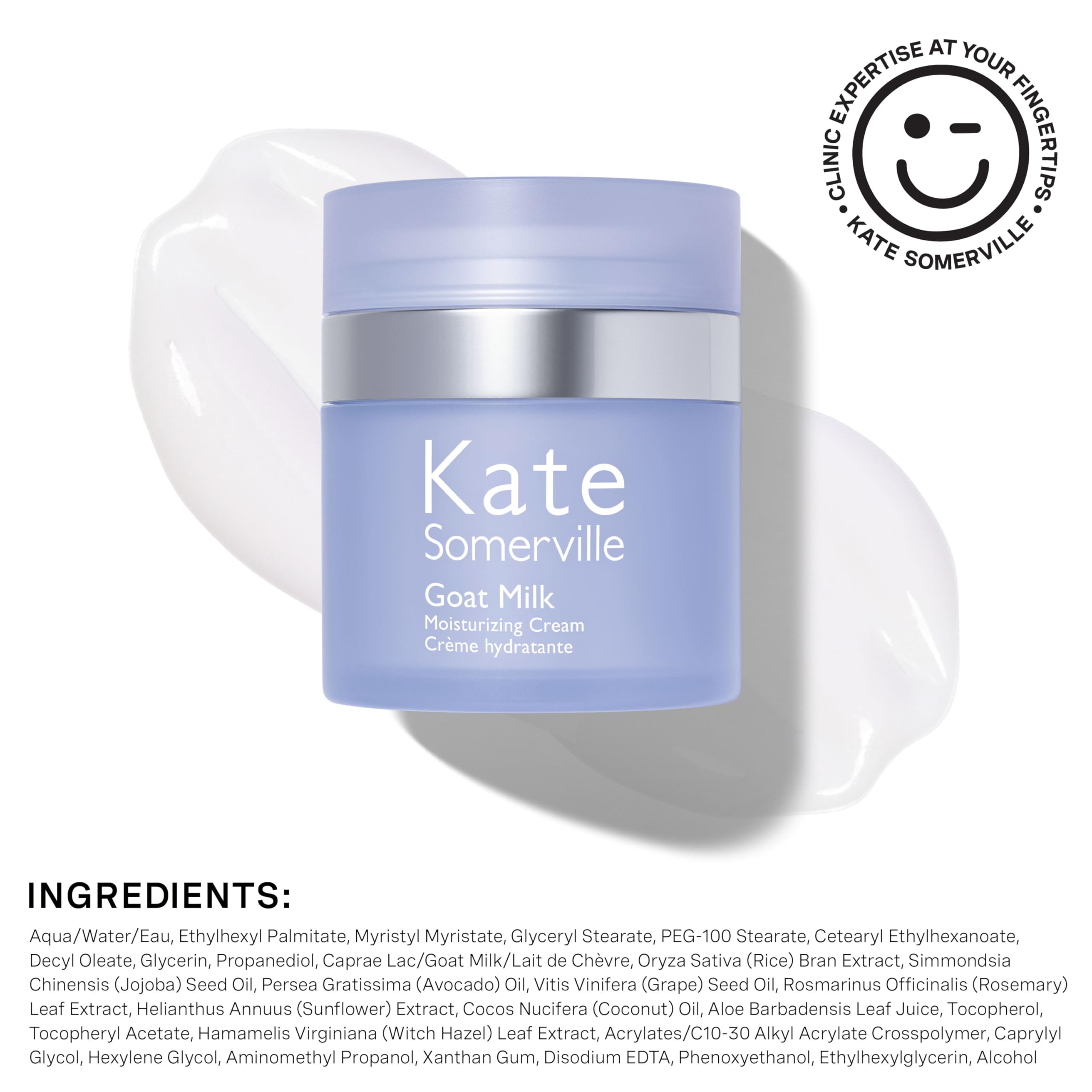 Kate Somerville Goat Milk Moisturizing Cream - Deeply Hydrating Daily Face Moisturizer for Dry, Tight, and Sensitive Skin, 1.7 Fl Oz