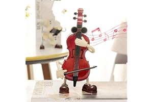 MOUMOUTEN Cello Music Box, Vintage Manual Clockwork Music Box Cello, Swing Musical Toy, Cello Instrument Model Gifts, DIY Crafts Table Desk Decoration for Home Party Office