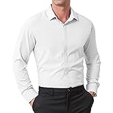 ZITY Mens Hidden Placket Dress Shirts Long Sleeve Button Down Shirt Business Casual Shirts