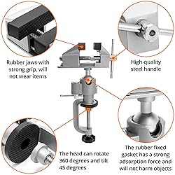 QWORK 3" Universal Tabletop Clamp Vice Tilts Rotate