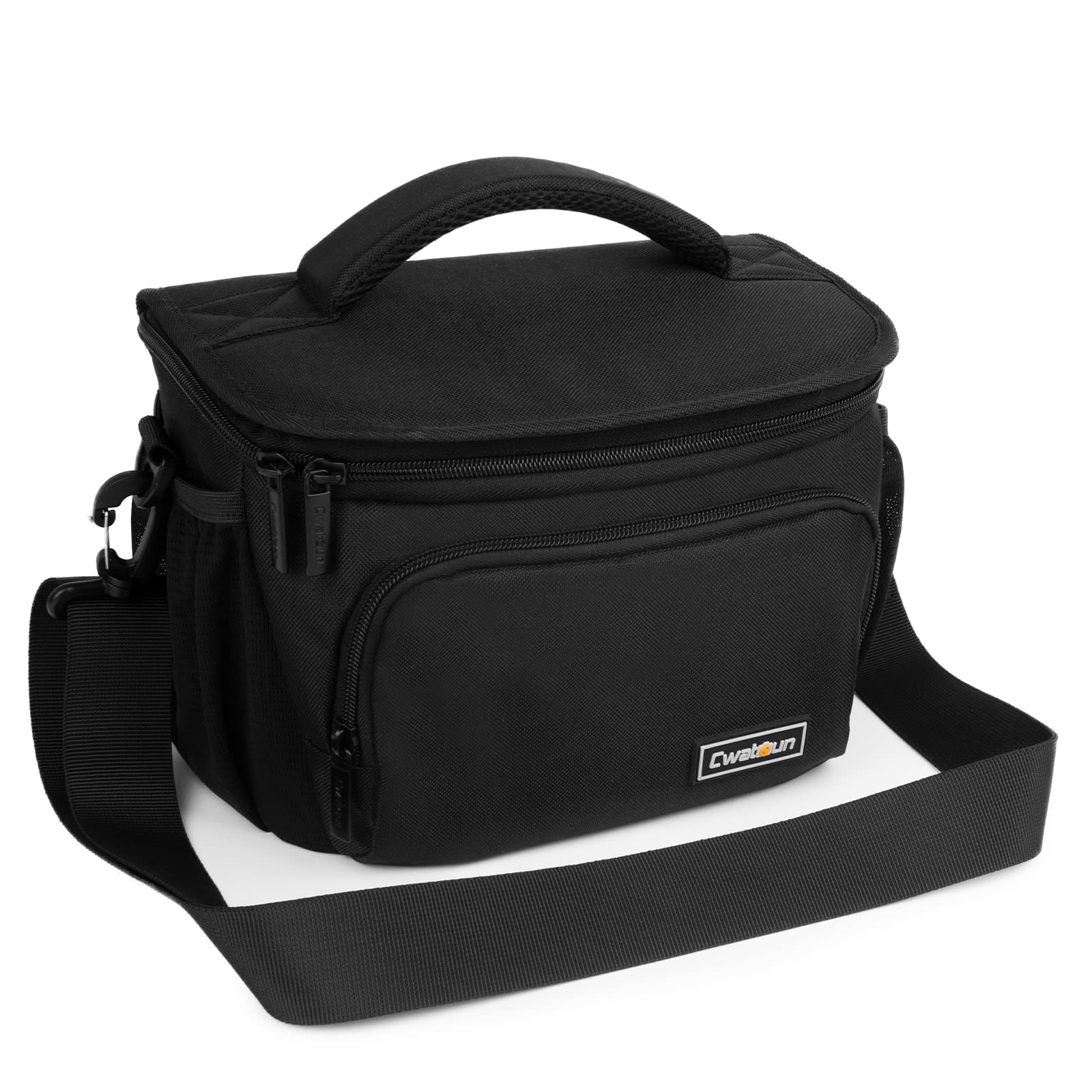 Cwatcun Compact Camera Bag Single Shoulder Crossbody Bag Camera Case Compatible for Canon Nikon Sony SLR DSLR Mirrorless Cameras and Lenses Water Resistant Camera Bag（Medium，Black ）