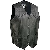 EVENT LEATHER EL5310 Black Motorcycle Leather Vest for Men - Riding Club Adult Motorcycle Vests