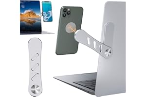 DK177 Magnetic Phone Holder, Laptop or Desktop Monitor Side Mount Phone Holder, Slim Portable Foldable Computer Expansion Bracket Compatible with All Phone, Silver