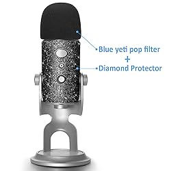 Blue Yeti Pop Filter - Cute Glitter Sticker, Bling