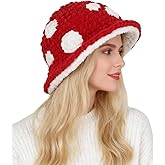 Eilova Orityle Women Chunky Knit Crochet Bucket Hat Cute Mushroom Hat Party Cosplay Fluffy Winter Beanie Cloche Skull Caps