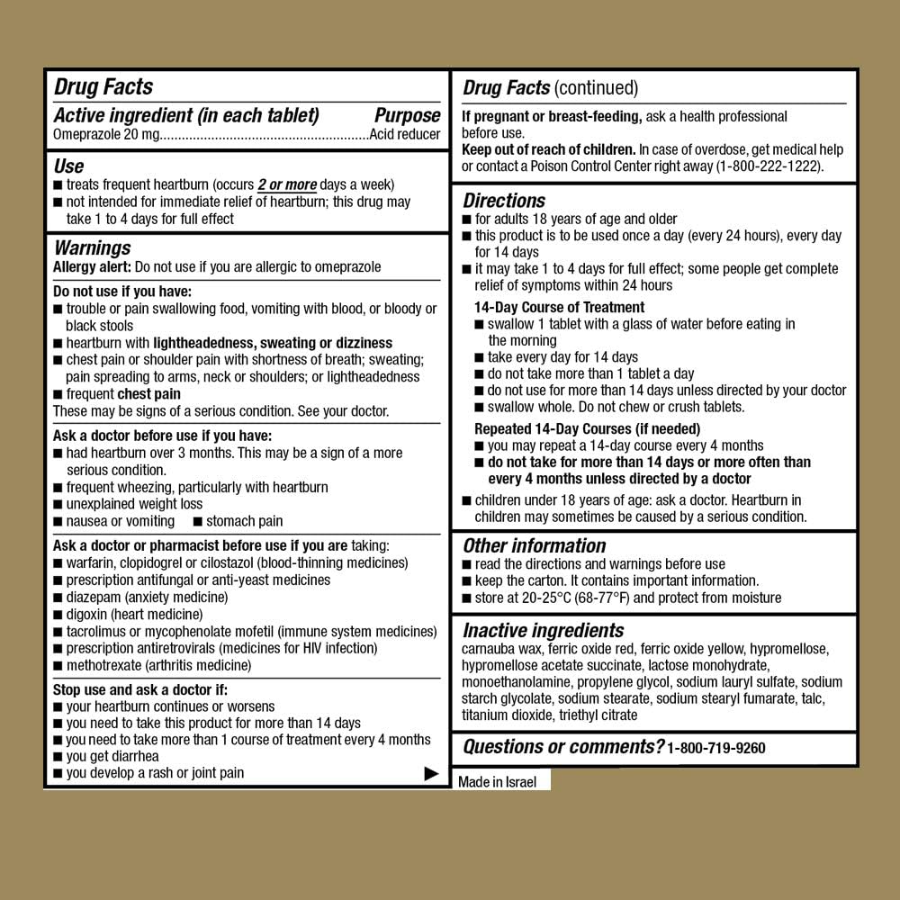 GoodSense Omeprazole Delayed Release Tablets 20 mg, Acid Reducer, Treats Heartburn, 42 Count: Health & Personal Care