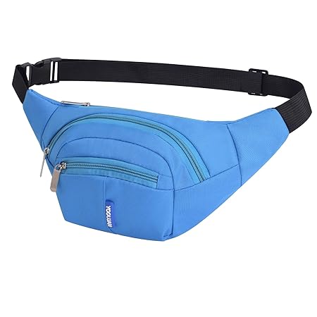 Yooluan Wasserdichte Gürteltasche Bauchtasche 3 Reißverschluss Taschen Wandern Outdoor Sport Hüfttasche Urlaub Geld Pouch Pac