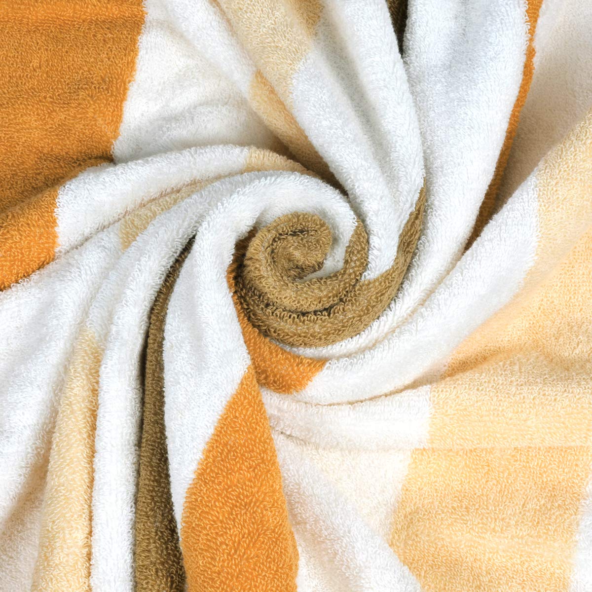 LYH Beach Towel Luxury 100% Cotton Pool Towel, Super Soft XXL Large Size 70x35in Classic Stripe, for Indoors Outdoors, Yellow+White