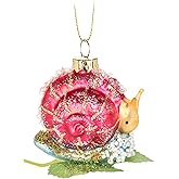 Abbott Collection Mini Snail Ornament. Pack of 1 - Glass/Polyester, Red/Green (2 inches H)
