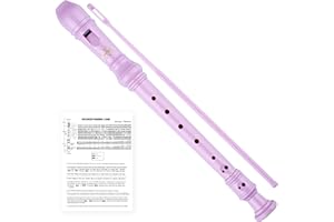 YONTY Soprano Recorder 8-Hole Instrument for Kids Beginners, German Style C Key Kids Flute with Cleaning Rod & Case Bag for School Education Home Entertainment - Pink