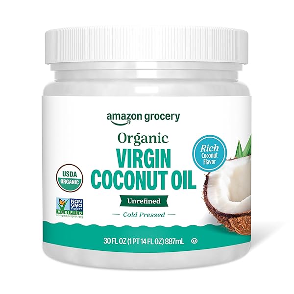 AMAZON GROCERY, ORGANIC VIRGIN COCONUT OIL, 30 FL OZ (PREVIOUSLY AMAZON FRESH, PACKAGING MAY VARY)