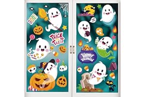 LOKIPA Halloween Window Clings,8 Sheets Halloween Ghost Window Stickers Decal for Glass Window