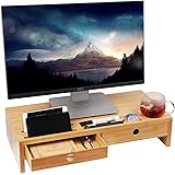 Monitor Stand Riser with Drawers, Desktop,Laptop Stand Riser with Keyboard Storage Space for Home & Office Use by Ecobambu