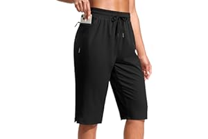 G Gradual Women's 13" Long Hiking Shorts with Zipper Pocket Lightweight Quick Dry Knee Length Bermuda Shorts for Women