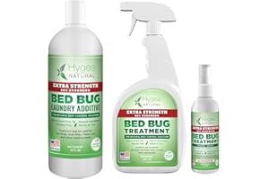 Hygea Natural Extra Strength Bed Bug & Lice Elimination Kit - Includes Extra Strength 24 oz Lice & Bed Bug Spray, 32 oz Lice & Bed Bug Laundry Additive, & 3 oz Bed Bug Travel Spray