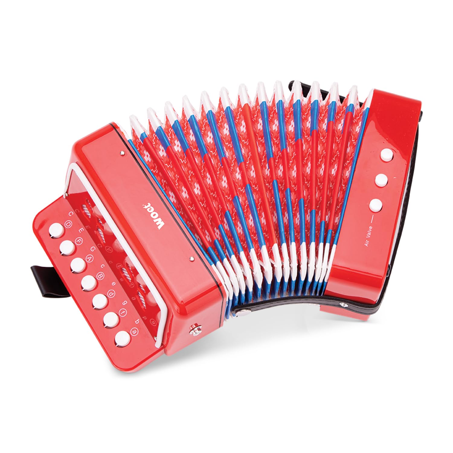 Woet® Red Toy Accordion for Kids, Musical Instrument with Song Book and 8 Songs, Beginner Educational Music Toy, Musical Development, Creative Learning Gift for Children, Age 3 Years +