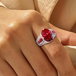 AGRULE Big Ruby Ring for Men Women 925 Sterling